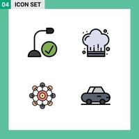 pack de 4 signes et symboles modernes de couleurs plates remplies pour les supports d'impression Web tels que les ordinateurs apprentissage gadget cuisinier machine apprentissage éléments de conception vectoriels modifiables vecteur