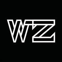 monogramme du logo wz avec espace négatif de style de ligne vecteur