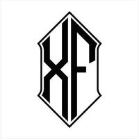 monogramme de logo xf avec forme de bouclier et modèle de conception de contour icône vectorielle abstraite vecteur