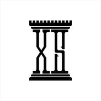monogramme de logo xs avec modèle de conception en forme de pilier vecteur