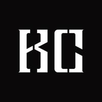monogramme du logo kc avec modèle de conception de tranche moyenne vecteur