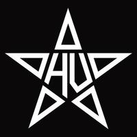 monogramme du logo hv avec modèle de conception en forme d'étoile vecteur