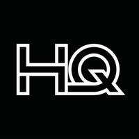 monogramme du logo hq avec espace négatif de style de ligne vecteur