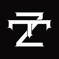 monogramme du logo tz avec modèle de conception de style lié superposé vintage vecteur