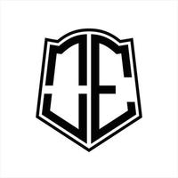 monogramme du logo oe avec modèle de conception de contour en forme de bouclier vecteur