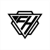 monogramme du logo fh avec modèle triangle et hexagone vecteur