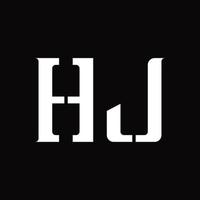 monogramme du logo hj avec modèle de conception de tranche moyenne vecteur