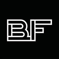 monogramme du logo bf avec espace négatif de style de ligne vecteur