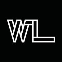 monogramme du logo wl avec espace négatif de style de ligne vecteur