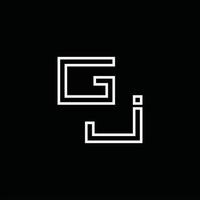 monogramme de logo gj avec modèle de conception de style de ligne vecteur