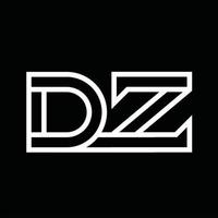 monogramme du logo dz avec espace négatif de style de ligne vecteur