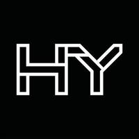 monogramme du logo hy avec espace négatif de style de ligne vecteur