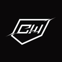lettre de monogramme du logo cw avec conception de style bouclier et tranche vecteur