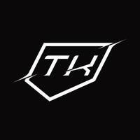 lettre de monogramme du logo tk avec conception de style bouclier et tranche vecteur