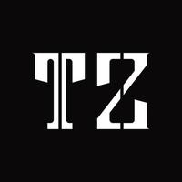 monogramme du logo tz avec modèle de conception de tranche moyenne vecteur