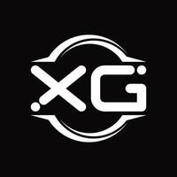 monogramme de logo xg avec modèle de conception de forme de tranche arrondie en cercle vecteur