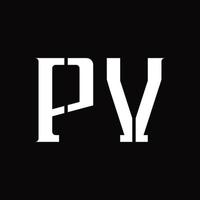 monogramme du logo pv avec modèle de conception de tranche moyenne vecteur