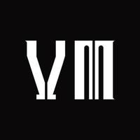 monogramme de logo vm avec modèle de conception de tranche moyenne vecteur