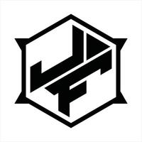 modèle de conception de monogramme logo jf vecteur
