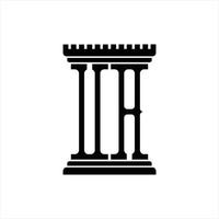 monogramme du logo ua avec modèle de conception en forme de pilier vecteur