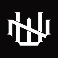 monogramme de logo nw avec modèle de conception de style lié superposé vintage vecteur