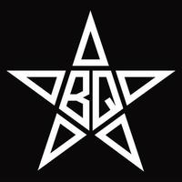 monogramme de logo bq avec modèle de conception en forme d'étoile vecteur
