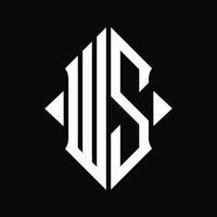 ws logo monogramme avec modèle de conception isolé en forme de bouclier vecteur