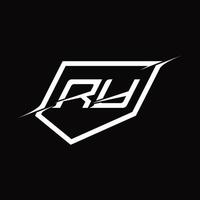 lettre de monogramme du logo ry avec un design de style bouclier et tranche vecteur