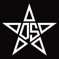 monogramme de logo ds avec modèle de conception en forme d'étoile vecteur