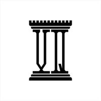 monogramme du logo vq avec modèle de conception en forme de pilier vecteur
