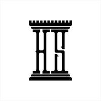 monogramme du logo hs avec modèle de conception en forme de pilier vecteur