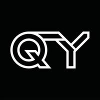 monogramme du logo qy avec espace négatif de style de ligne vecteur