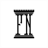monogramme du logo fn avec modèle de conception en forme de pilier vecteur