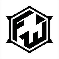 modèle de conception de monogramme logo fw vecteur