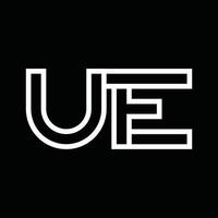 monogramme du logo ue avec espace négatif de style de ligne vecteur