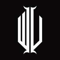 monogramme du logo wu avec modèle de conception en forme de corne vecteur