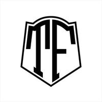 monogramme du logo tf avec modèle de conception de contour en forme de bouclier vecteur