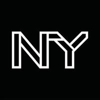 monogramme du logo ny avec espace négatif de style de ligne vecteur