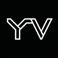 monogramme du logo yv avec espace négatif de style de ligne vecteur