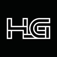 monogramme du logo hg avec espace négatif de style de ligne vecteur