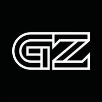 monogramme du logo gz avec espace négatif de style de ligne vecteur