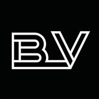 monogramme du logo bv avec espace négatif de style de ligne vecteur