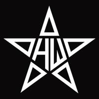 monogramme du logo hw avec modèle de conception en forme d'étoile vecteur