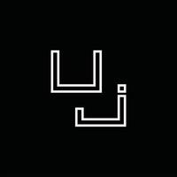monogramme de logo uj avec modèle de conception de style de ligne vecteur