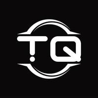 monogramme de logo tq avec modèle de conception de forme de tranche arrondie en cercle vecteur