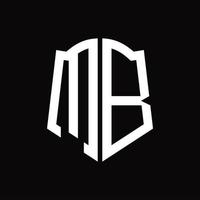 monogramme du logo mb avec modèle de conception de ruban en forme de bouclier vecteur