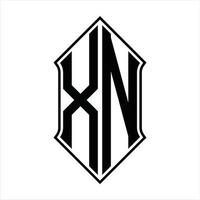monogramme de logo xn avec forme de bouclier et modèle de conception de contour icône vectorielle abstraite vecteur