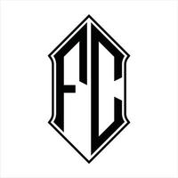 monogramme du logo fc avec forme de bouclier et modèle de conception de contour icône vectorielle abstraite vecteur