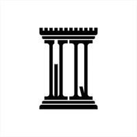 monogramme du logo wq avec modèle de conception en forme de pilier vecteur