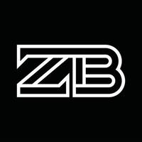 monogramme du logo zb avec espace négatif de style de ligne vecteur